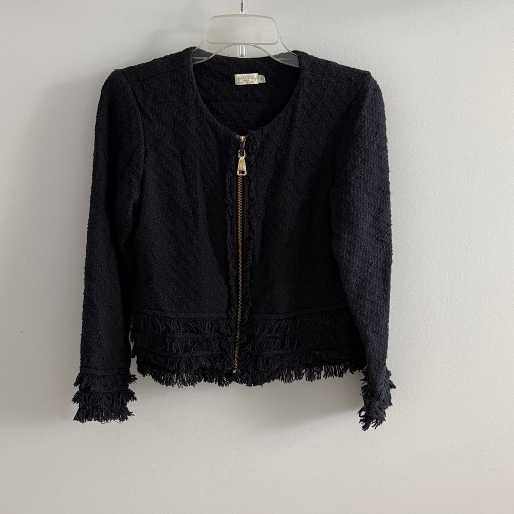 Spartina 449 Black Textured Fringe Blazer